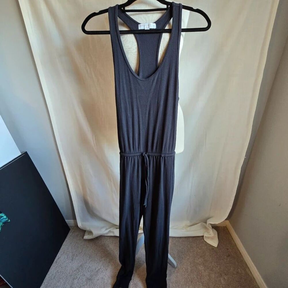 Spiritual Gangster Black Ribbed Racerback Jumpsuit - Size Small
